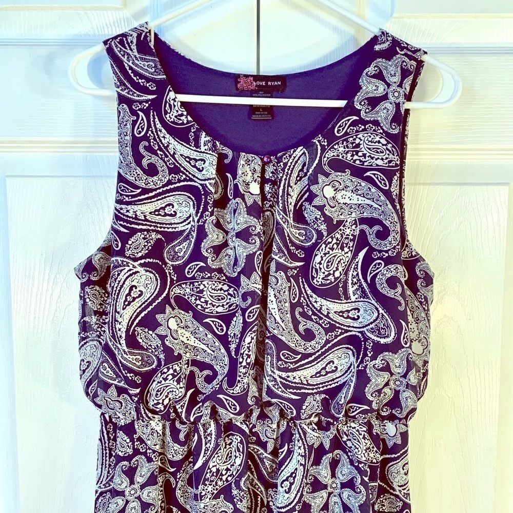 BLUE PAISLEY HANDKERCHIEF DRESS LARGE